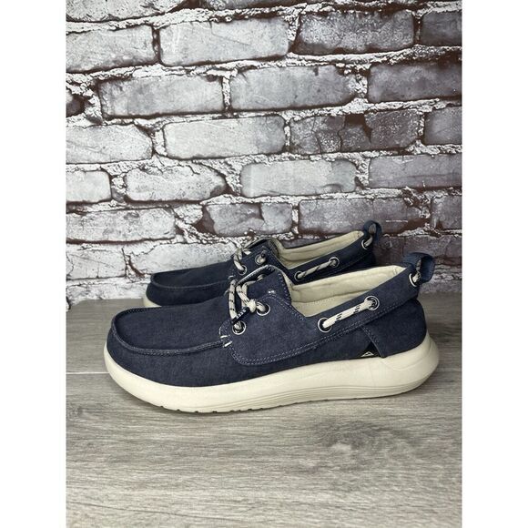 Reef Swellsole Pier Shoes Navy Blue Canvas Fabric Boat Shoes Men Sz 11M US/44EU - Picture 13 of 16